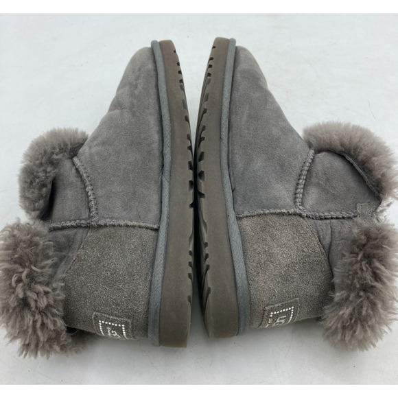 UGG Mini Bailey Button Bling 1003889 Gray Mouton - Women's Boots Size 8 - Picture 4 of 10